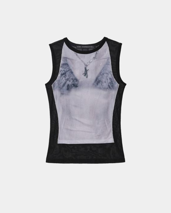 Andersson Bell Sleeveless T-Shirt Women’s Top atb1555w WHITE BLACK DOM