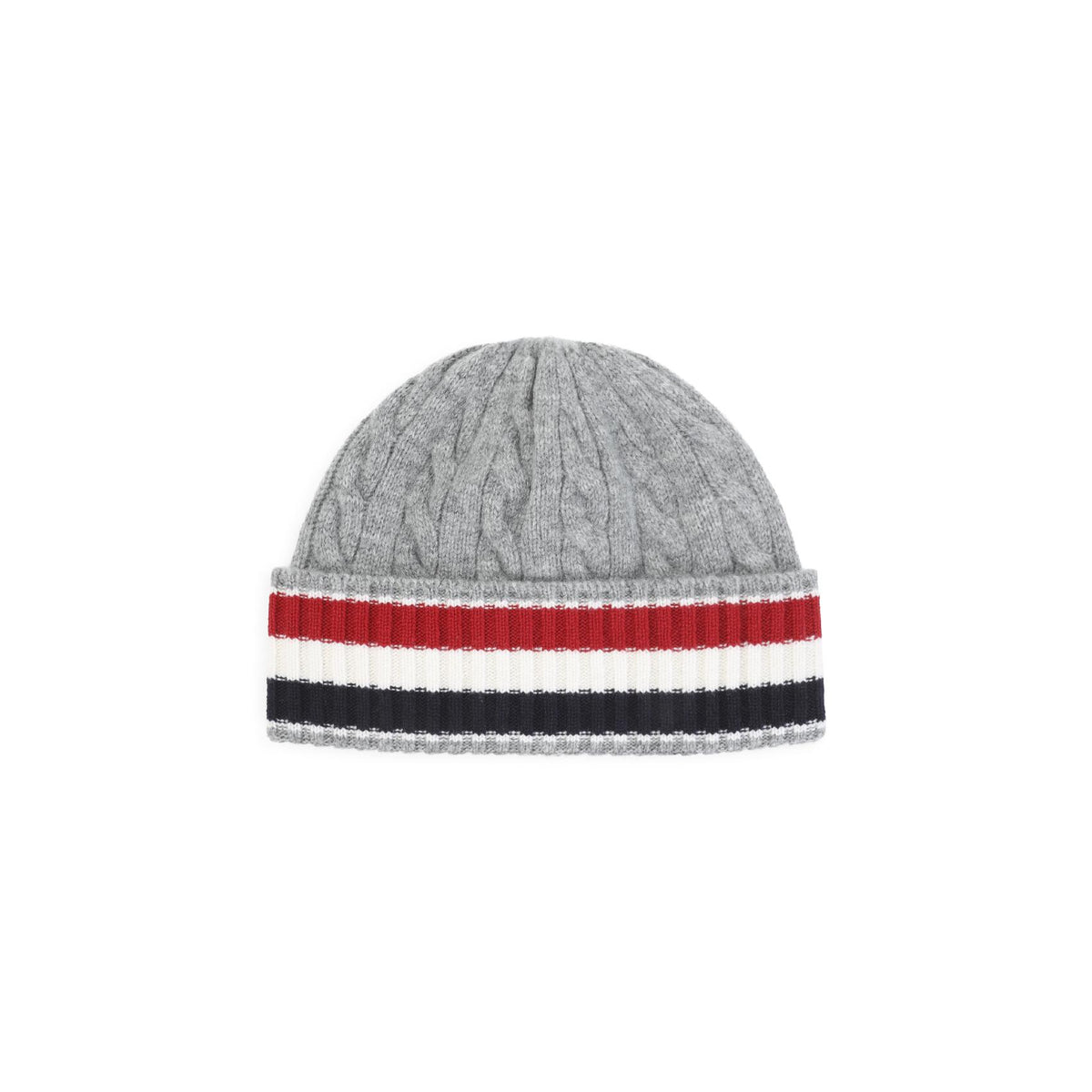 THOM BROWNE Wool Rib Knit Beanie Hat Navy