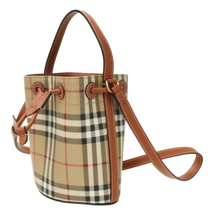 BURBERRY Mini Check Bucket Bag Shoulder Bag
