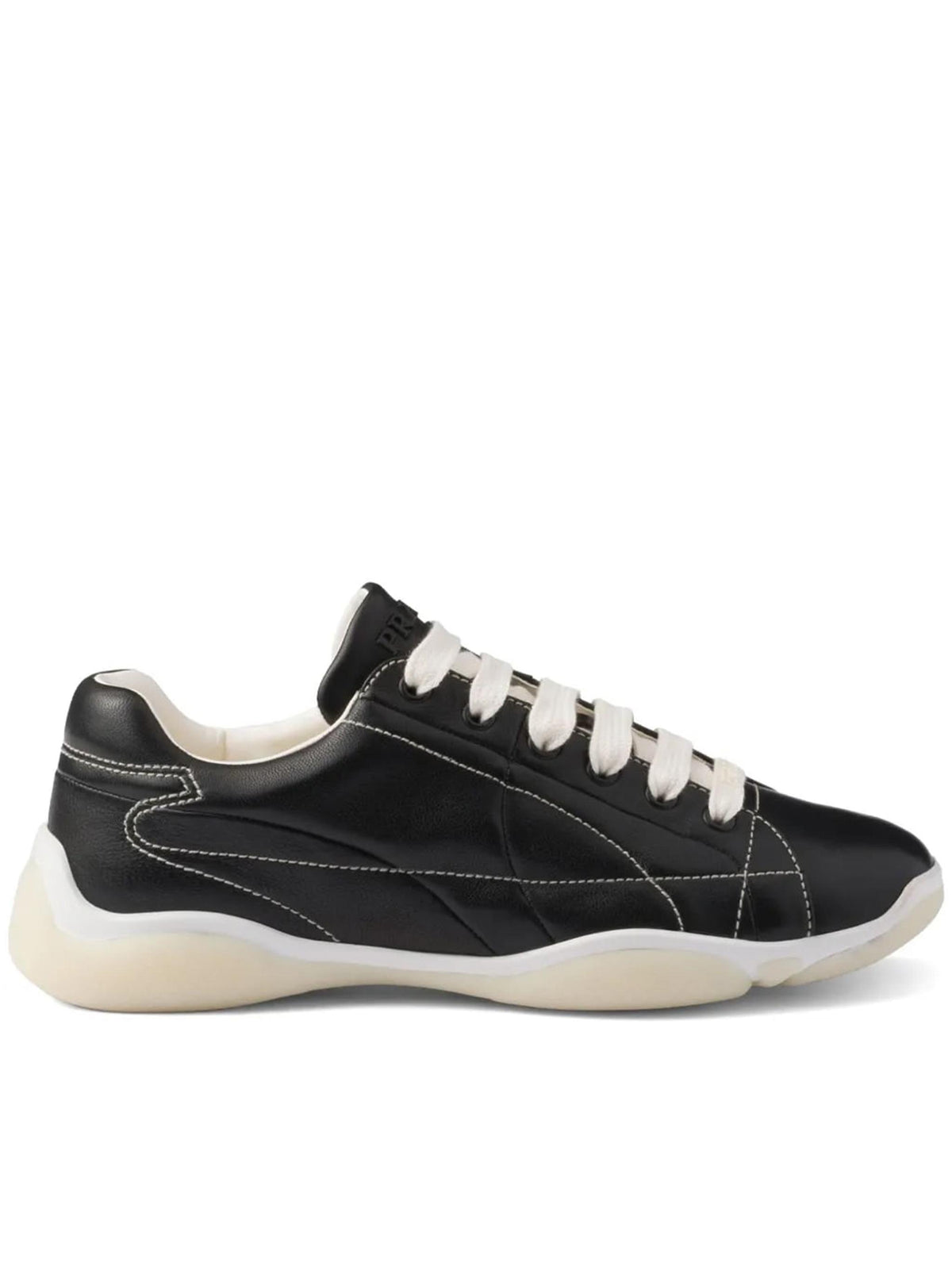 PRADA White Leather Low Top Sneakers