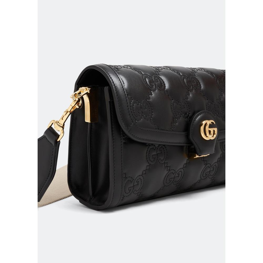 GUCCI GG Matelassé Leather Crossbody Bag Black