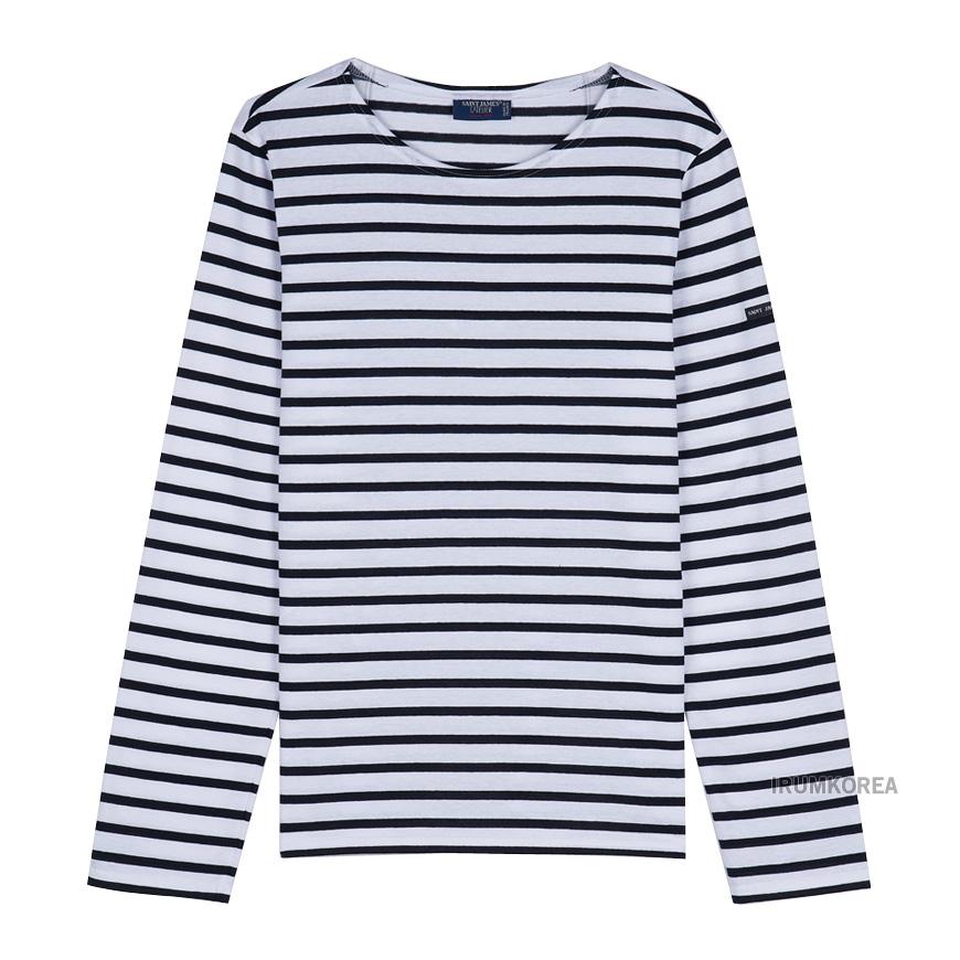 Saint James Striped Cotton Minquiers Modern T-Shirt White/Black Unisex