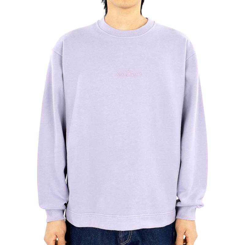 STONE ISLAND Lavender Cotton Embroidered Logo Men’s Sweatshirt