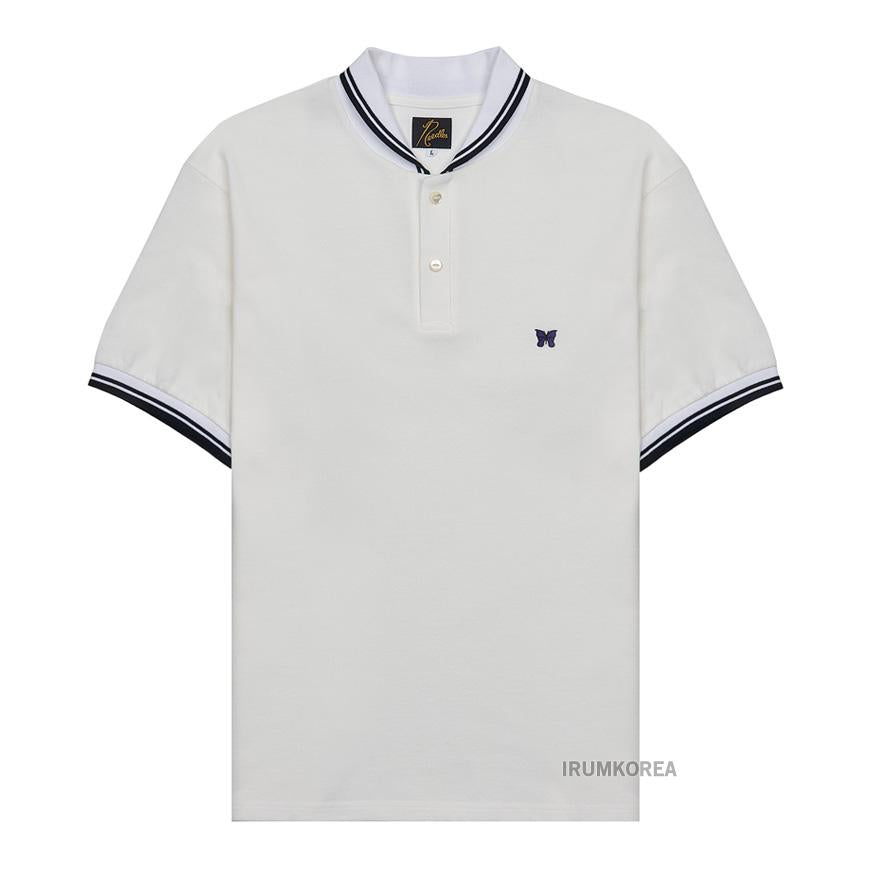 NEEDLES Men’s Shawl Polo T-Shirt QV354A OFF WHITE