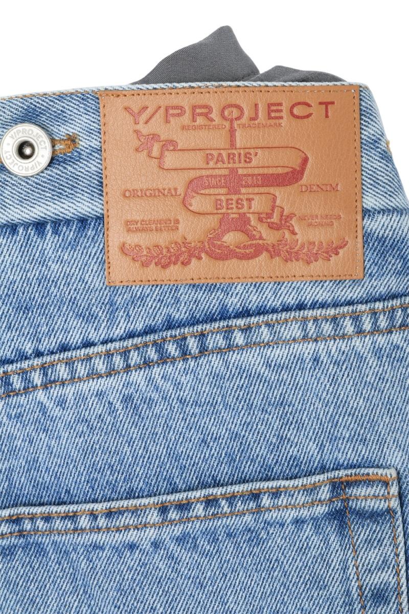 Y PROJECT Collapsed Waist Jeans Ice Blue Gray Denim Pants Unisex 107PA007 D14