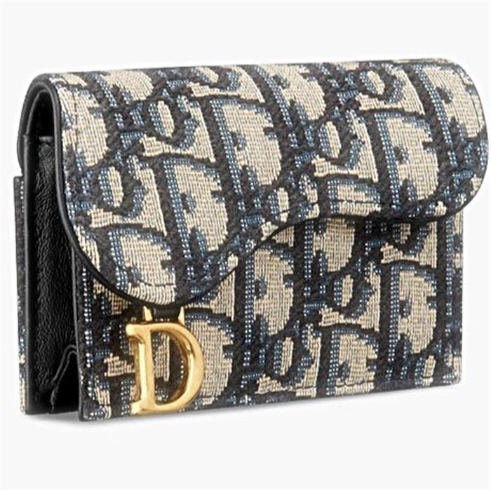DIOR Saddle Flap Card Holder Blue S5611CT