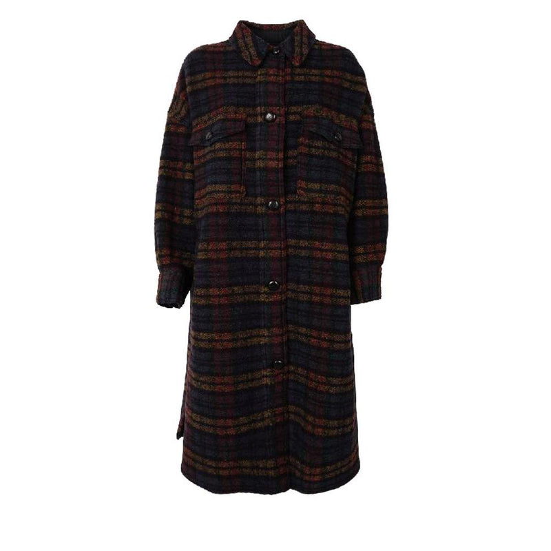 Isabel Marant FONTIZI Check Long Coat Multicolor Black