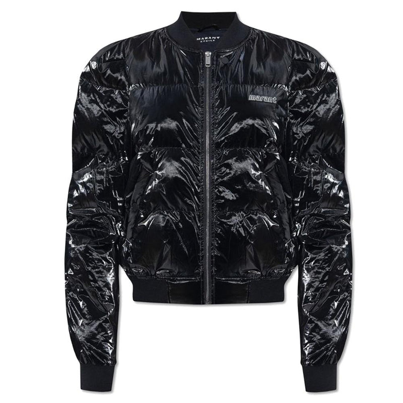 Isabel Marant CODY Logo Patch Coated Down Puffer Jacket Black