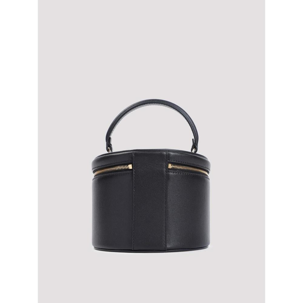 VALENTINO V Logo Vanity Case Black Leather Tote Bag