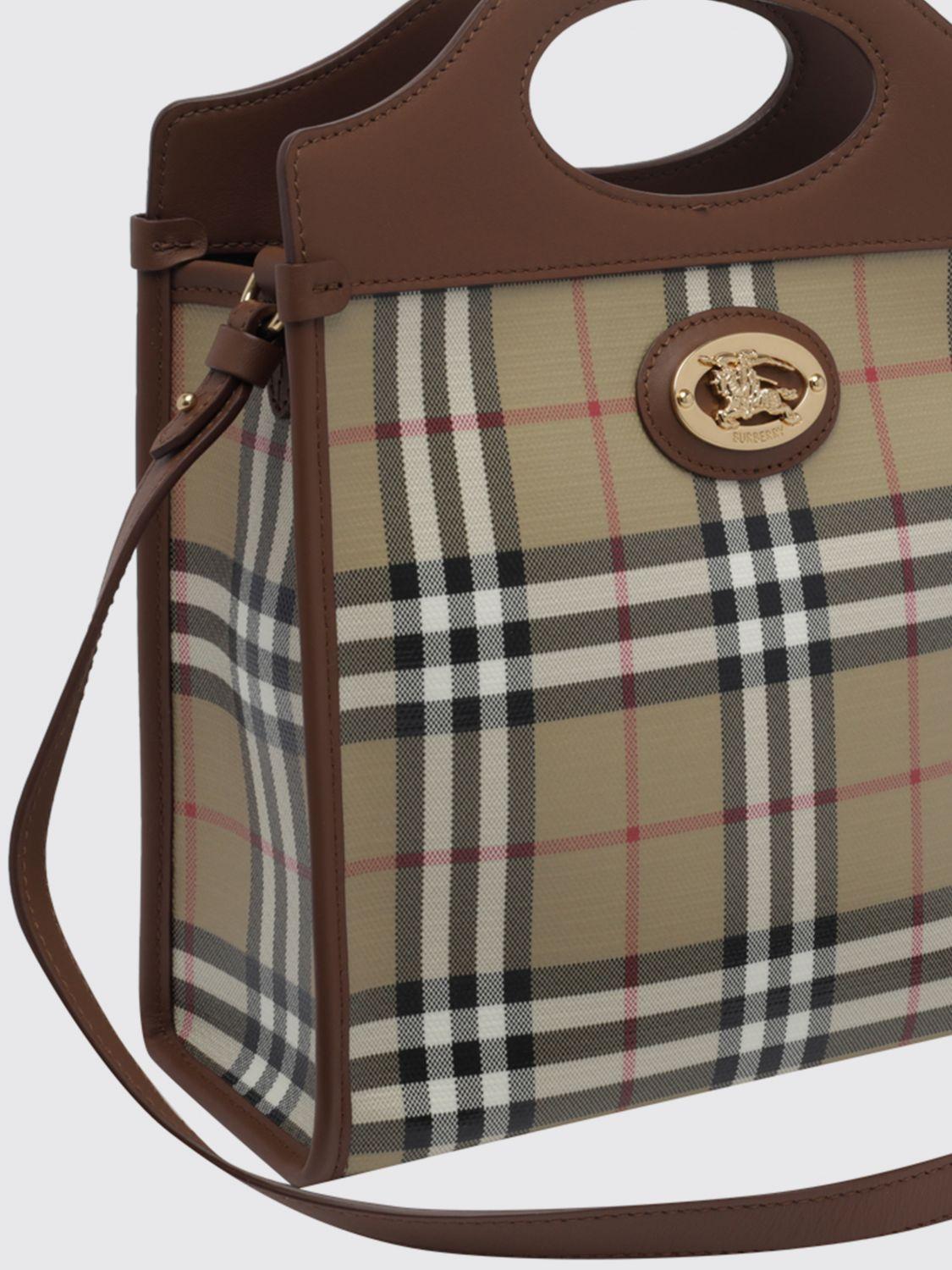 BURBERRY Canvas Leather Tote Bag Beige Black