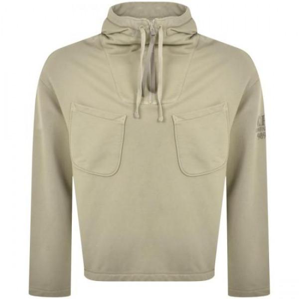 CP Company Brushed Emerized Diagonal Fleece Hoodie Men Green