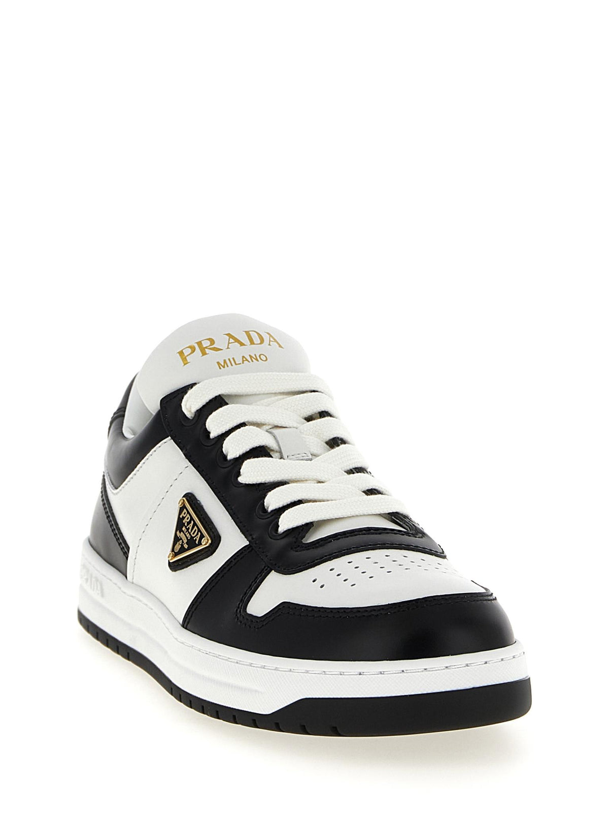PRADA White Leather Low-Top Sneakers