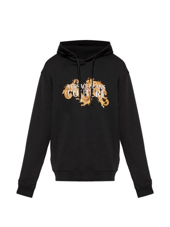 Versace Black Gold Logo Hooded Sweatshirt Women’s Hoodie 80GAIE02CF00EG89