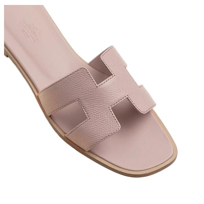HERMES Oran Leather Slide Sandals for Women