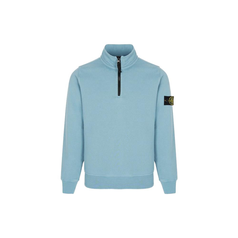 STONE ISLAND Powder Blue Half-Zip Sweatshirt with Patc L1S16 6100013 S0040 V004A