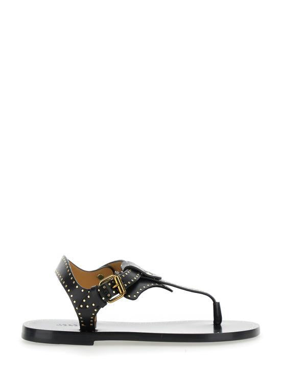 Isabel Marant Leather Slide Sandals SD0217FAC1B05S01BK BLACK DOM