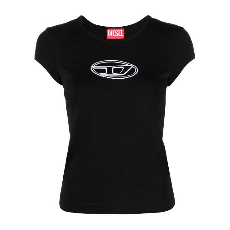 DIESEL Peekaboo Logo Short Sleeve T-Shirt Black White Trim