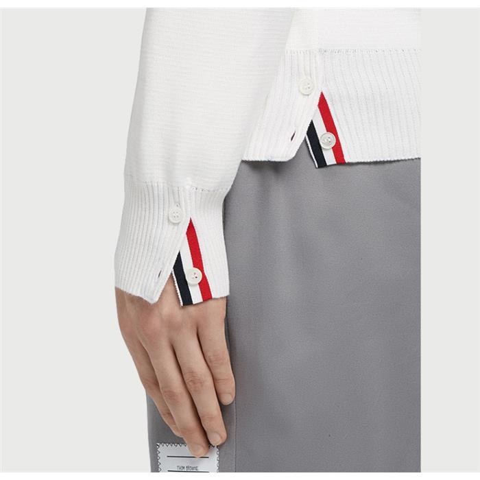 THOM BROWNE 4-Bar White Round Neck Knit Sweater MKA202A 00219 100