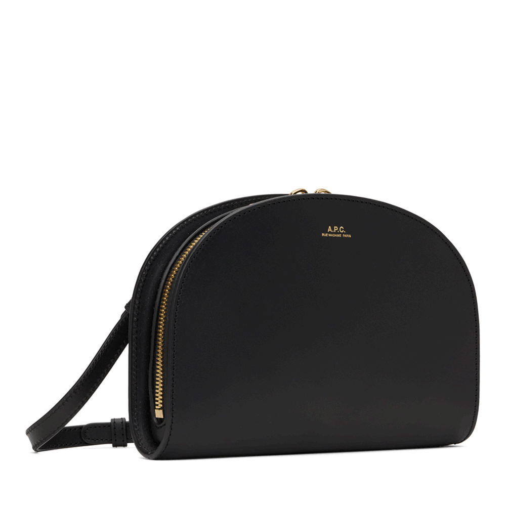 A.P.C. Demi Lune Crossbody Shoulder Bag Black Leather