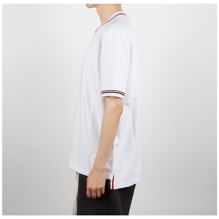 THOM BROWNE RWB Rib Trim Short Sleeve T-Shirt White Men