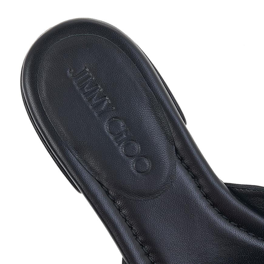 Jimmy Choo Black Nappa Leather Square Toe Open Sandals