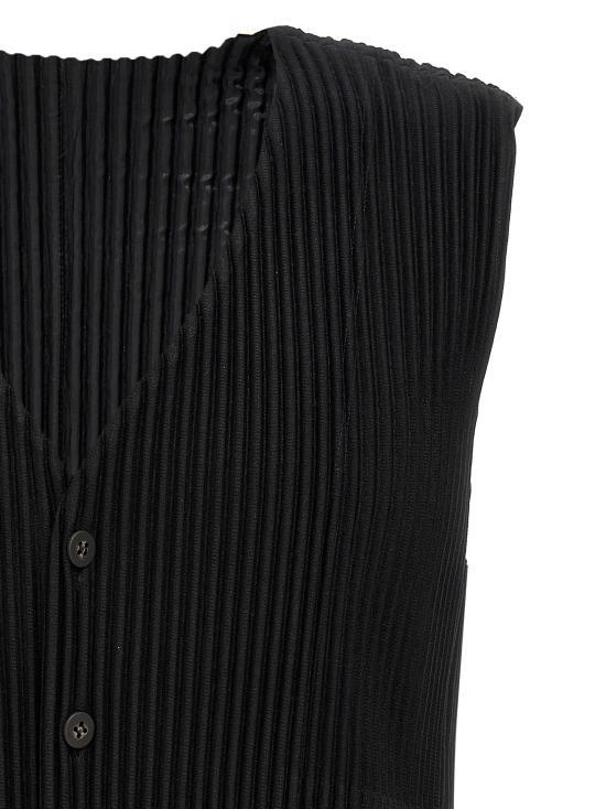 Issey Miyake Homme Plissé Pleated Vest Men's Black HP67JE51115 BLACK DOM