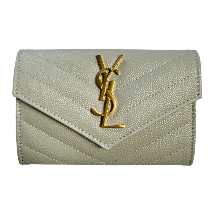 Saint Laurent Cream Monogram Flap Small Wallet for Women