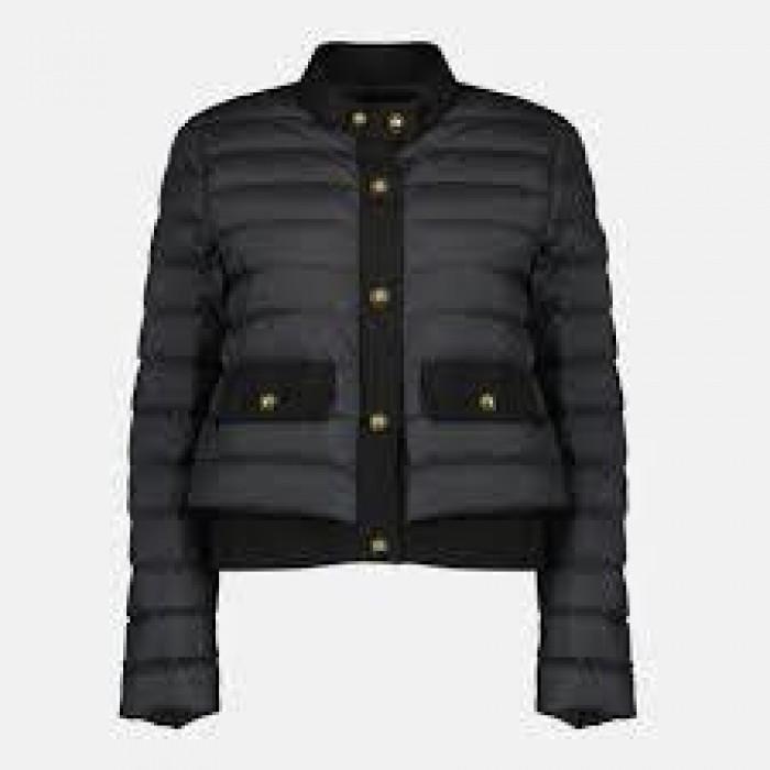 Moncler Women's Cotton-Linen Trim Short Down Jacket 1A00058 54AQE 999