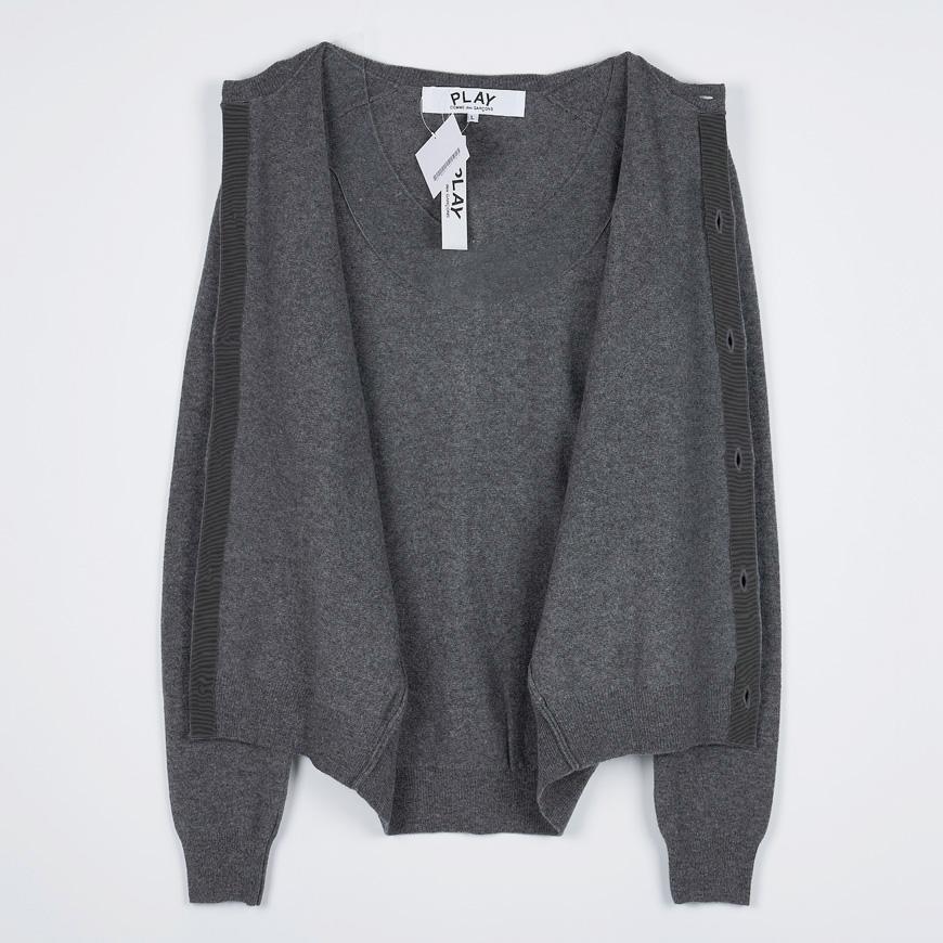 Comme des Garcons Unisex White Heart Cardigan AX N061 051 GREY