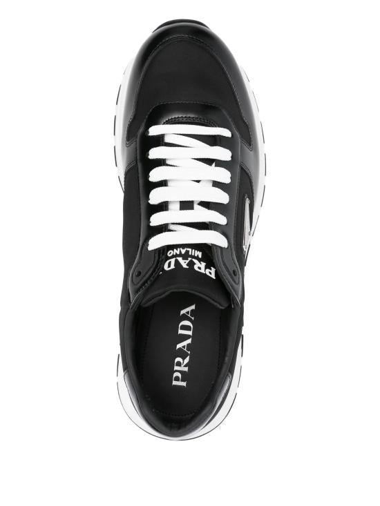 PRADA Leather Low-Top Sneakers Black White Men’s 2EE443 FG0003