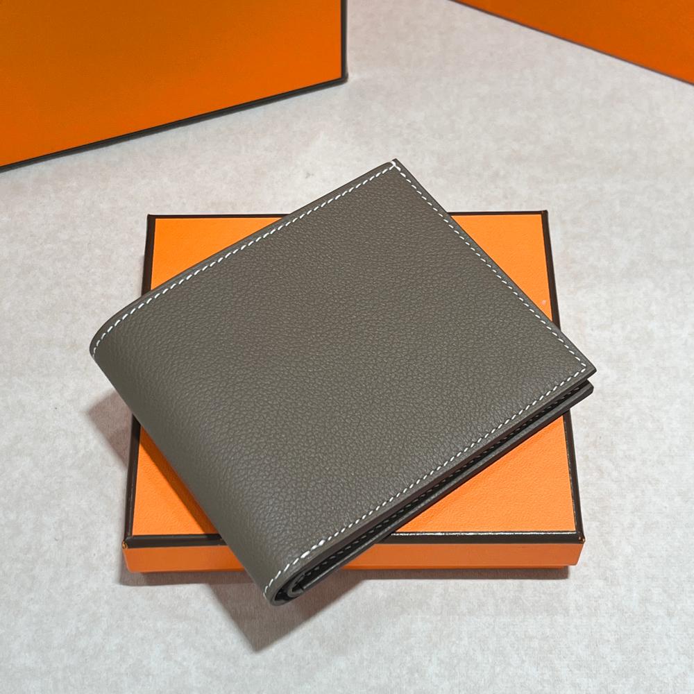 HERMES Citizen Twill Compact Wallet Evercolor Etoupe Horse Lining Bi-Fold
