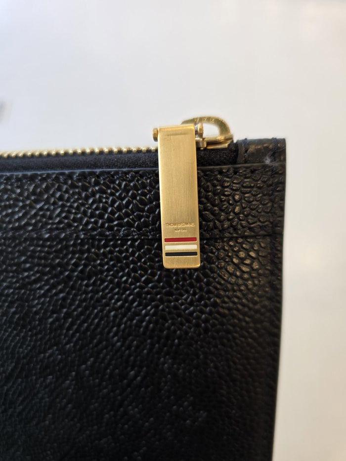 THOM BROWNE Tricolor Stripe Small Leather Tablet Pouch