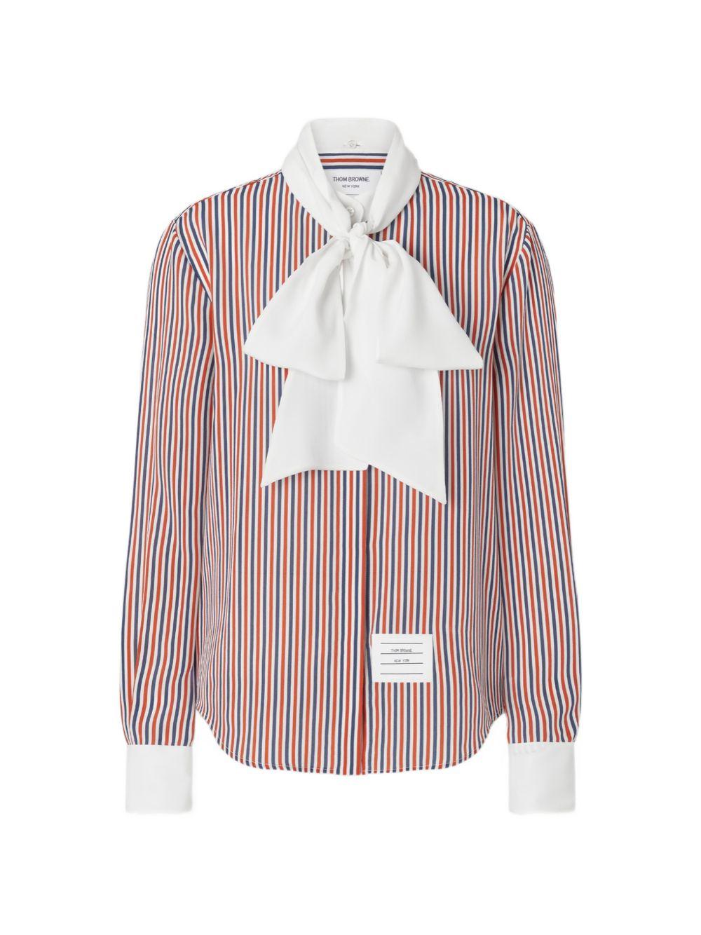 THOM BROWNE Navy Cotton Button-Up Shirt