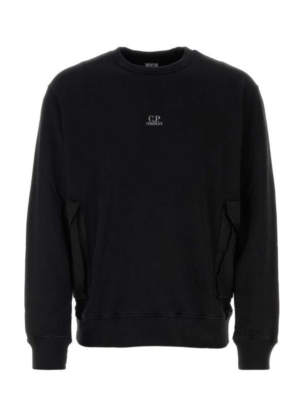 CP Company Cotton Fleece Mixed Pocket Sweatshirt Jacket Black