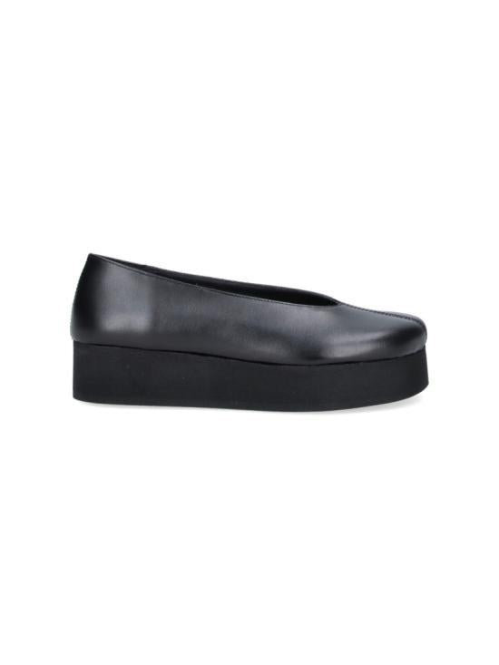 Comme des Garcons Black Leather Flat Shoes