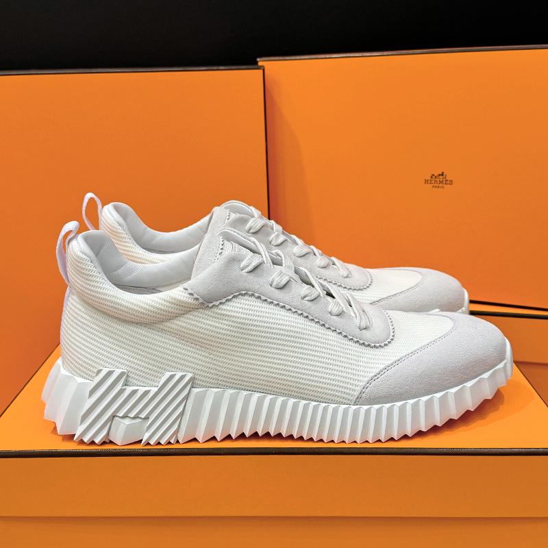 HERMES Men’s Bouncing Suede White H Low-Top Sneakers