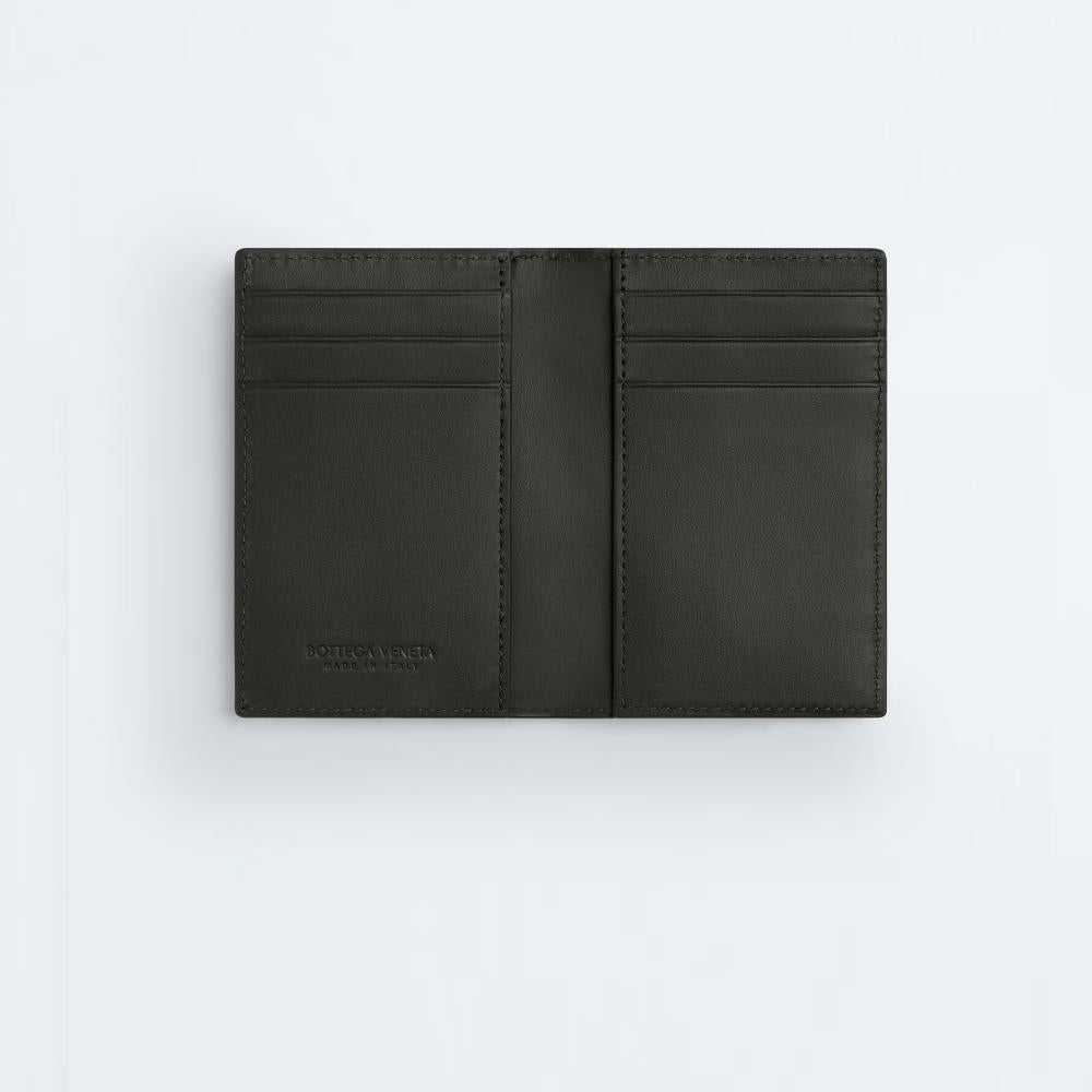Bottega Veneta Dark Green Intrecciato Leather Flap Card Case