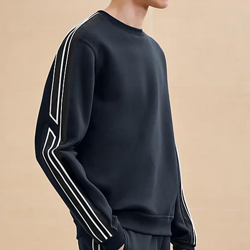 HERMES Men’s Cotton Crewneck Sweater Black Run H