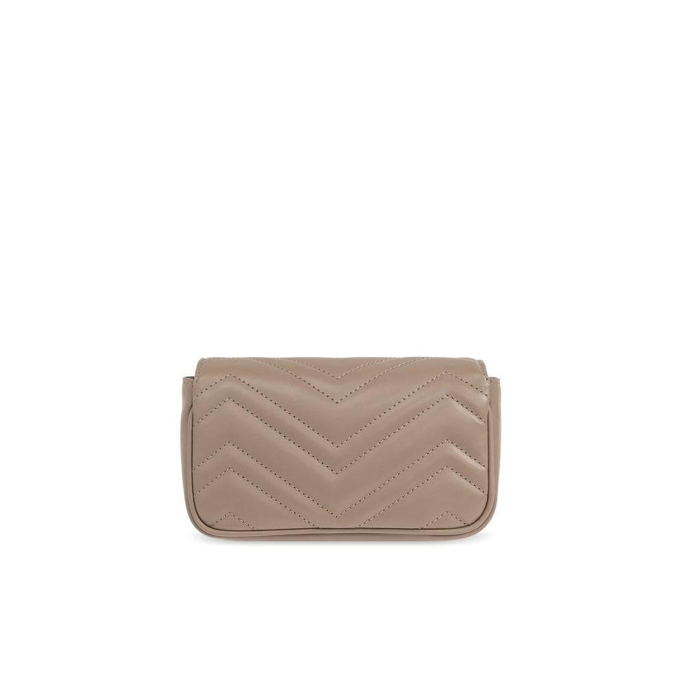 GUCCI GG Marmont Super Mini Crossbody Bag Brown Leather