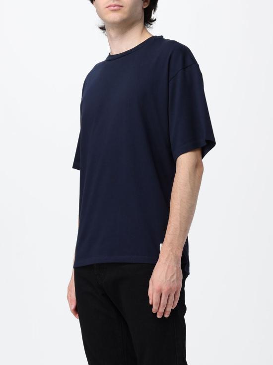 Saint Laurent Logo Cotton Crewneck T-Shirt Navy Men