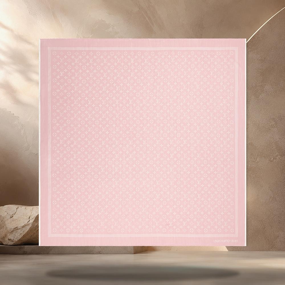 Louis Vuitton Monogram Denim Shawl Light Pink Scarf M98341