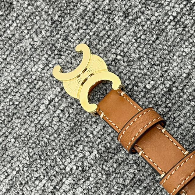CELINE Metal Triomphe Natural Calfskin Belt