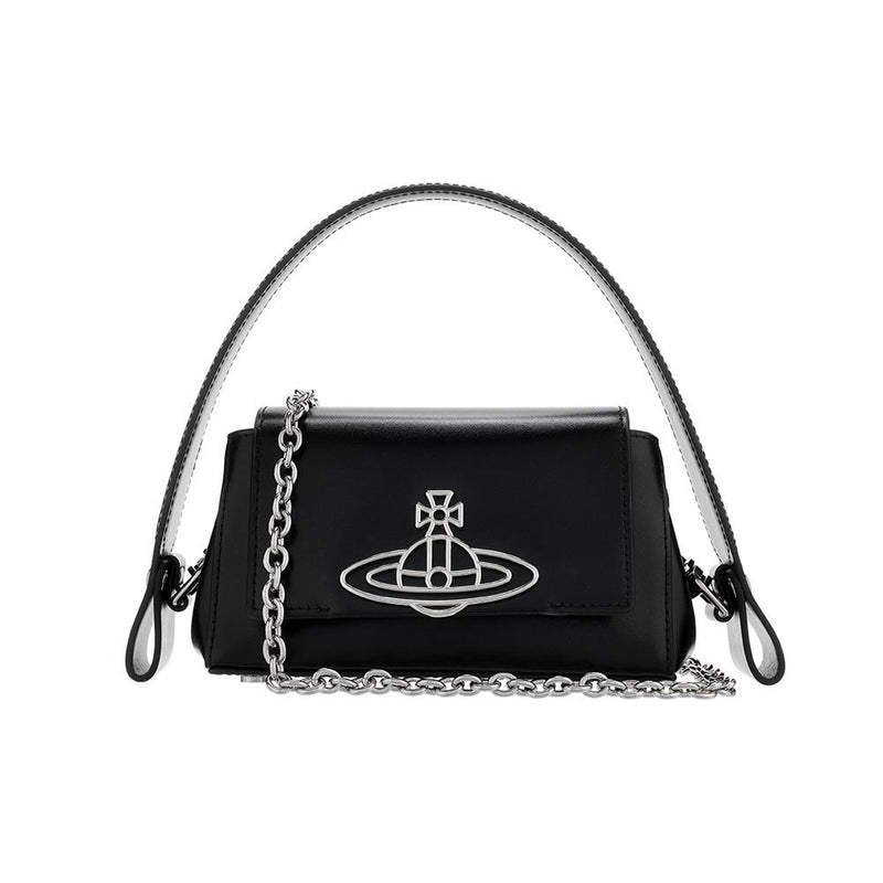 Vivienne Westwood Hazel Silk Leather Small Chain Crossbody Bag Black