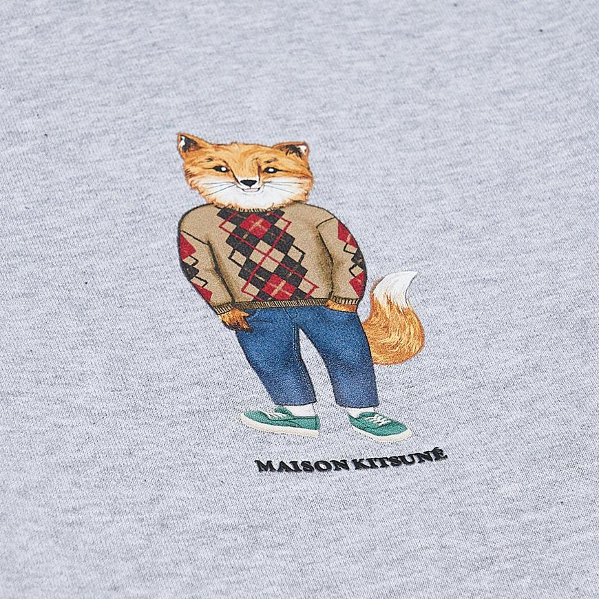 Maison Kitsune Men's Dressed Fox Logo Patch Crewneck Sweatshirt LW00309KM001 LGM