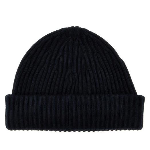 STONE ISLAND RWS Wool Logo Patch Folded Beanie Black Men 8115N22C3V0020