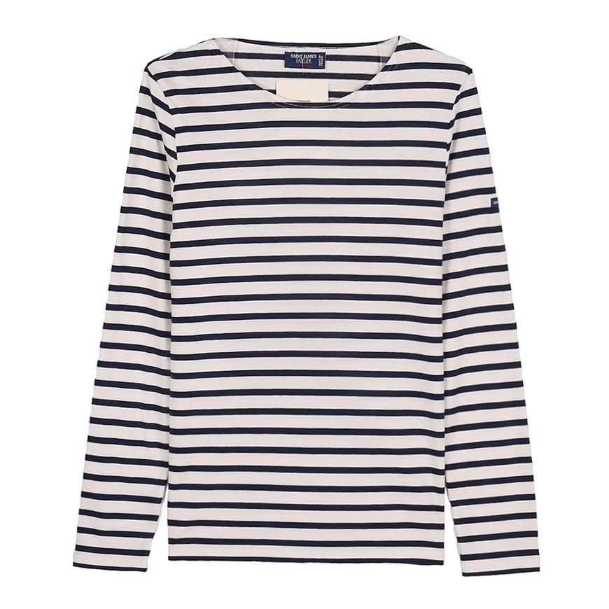 Saint James Ecru/Navy Stripe Minquidame Women’s T-Shirt