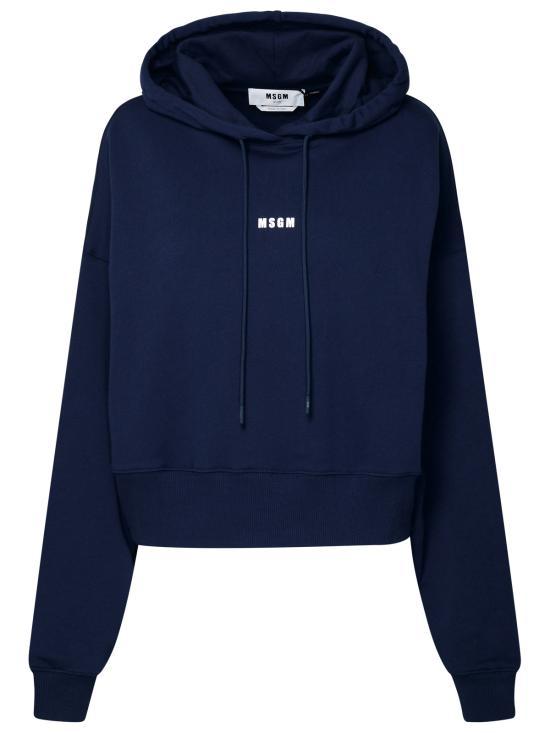 MSGM Navy Logo Hooded Sweatshirt for Women 3541MDM50923779989