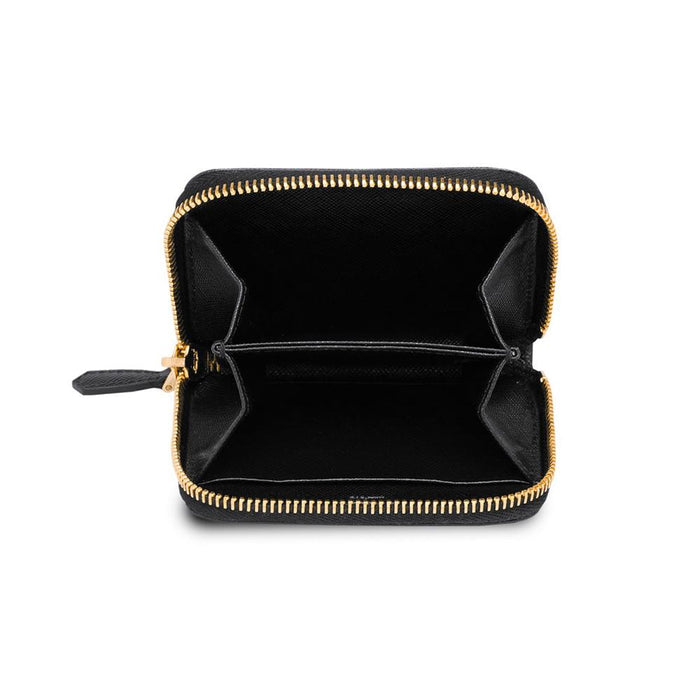 PRADA Saffiano Logo Coin Small Wallet Black Leather