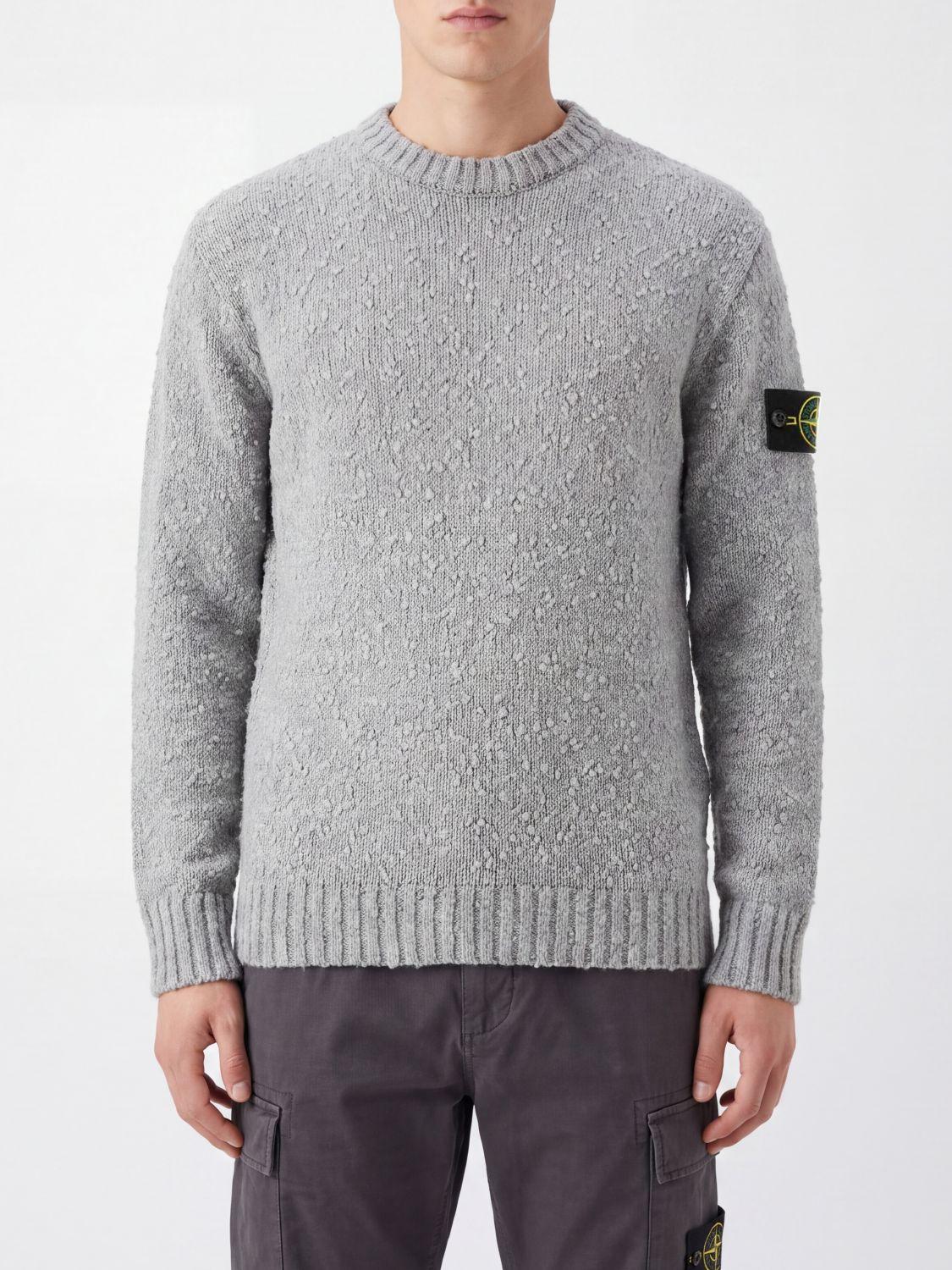 STONE ISLAND Wool Blend Round Neck Knit Sweater Navy Men