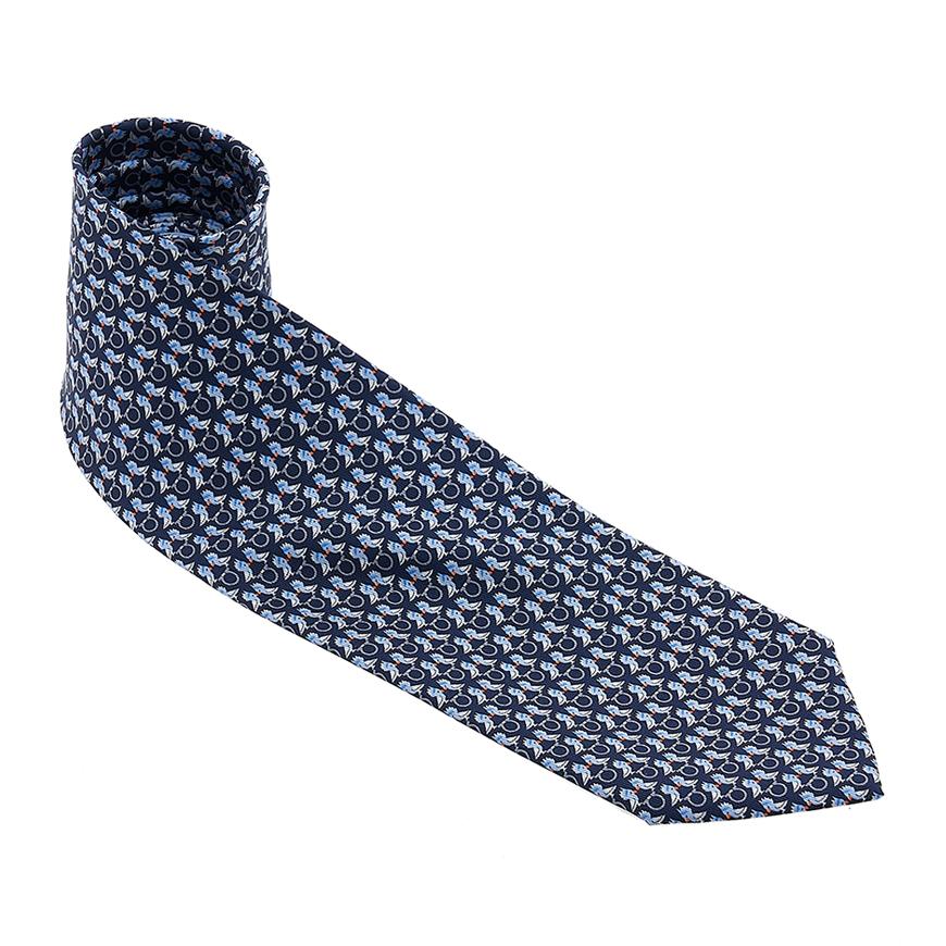 Ferragamo Men’s Bird Print Silk Tie 35 0813 NAVY 0757902